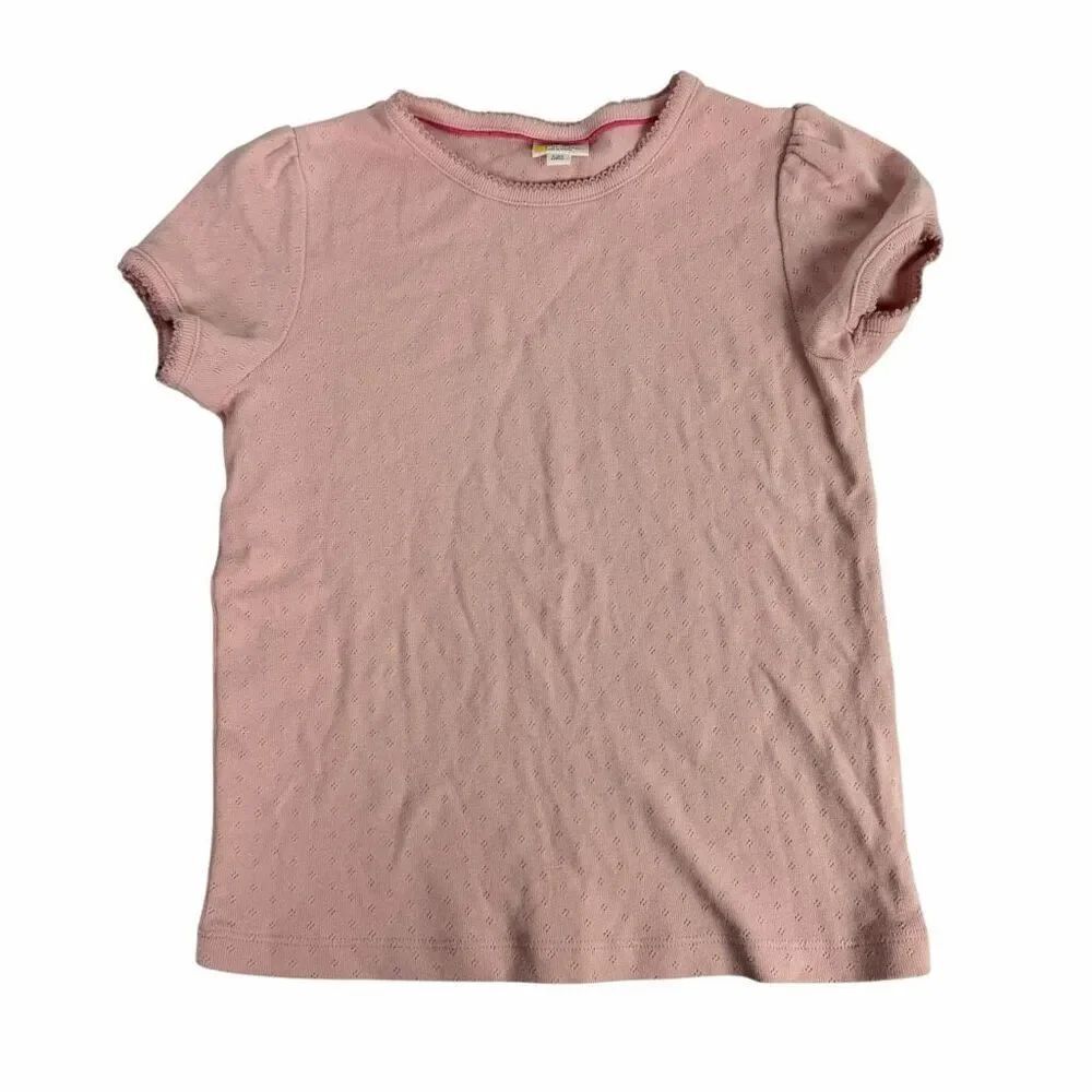 Mini Boden Short Sleeve Pointelle T-Shirt size 7-8 Pink
